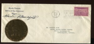 Harlan J. Bushfield   South Dakota Governor SIgned Cover 939g