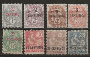 French Morocco 11-18 Y&T 11-14, 20-23 MH F/VF 1902-08 SCV $121.00 (jr)