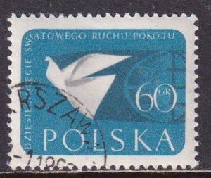 Poland 1959 Sc 867 World Peace Movement Stylized Dove Stamp CTO