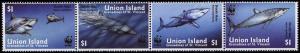 Union Island WWF Shortfin Mako Strip of 4v SC#254 a-d MI#269-272