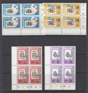 BERMUDA # 312-315 VF-MNH PLATE BLOCKS OF 4 PLAYING CARDS & CUPS