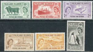 FALKLAND IS. Sc#122-127 1955-57 QEII First Pictorials Complete OG Mint Hinged