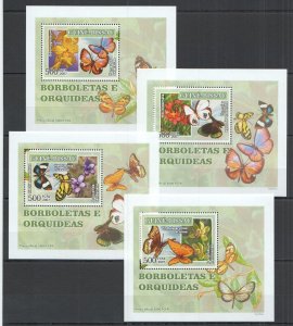 B1356 2007 Guinea-Bissau Butterflies & Orchids Fauna 4 Lux Bl Mnh