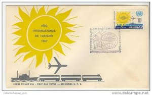 URUGUAY FDC COVER SUN TOURISM INTERNATIONAL YEAR 1967 PLANE SHIP BUS