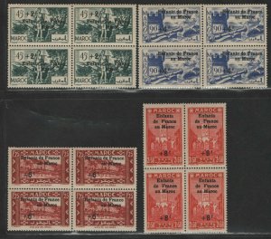 $French Morocco Sc#B21-B24 M/NH/VF blocks of 4, Cv. $118