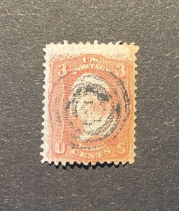 Used copy of US Stamp #88 with some toning but a nice cancel & beautiful E Grill