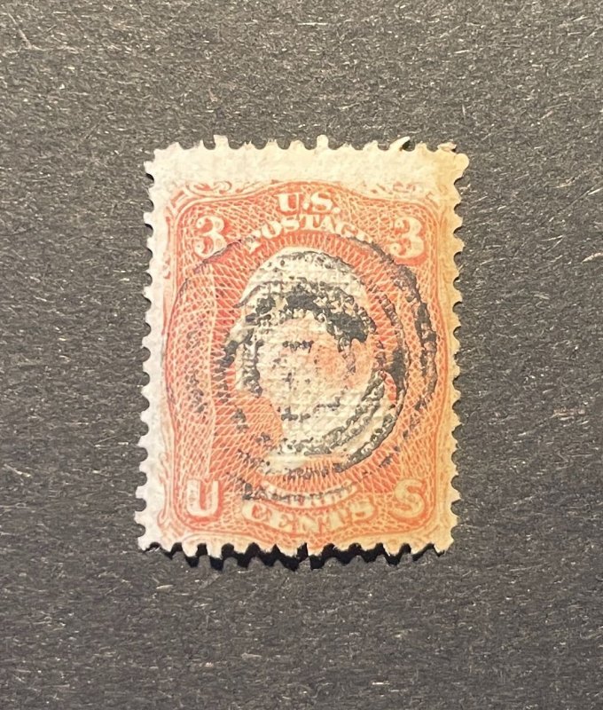 Used copy of US Stamp #88 with some toning but a nice cancel & beautiful E Grill
