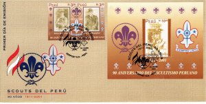 Peru 2002 Sc 1329ab,1330 souvenir sheet FDC