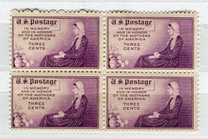 USA; 1934 early Mothers issue fine MINT MNH unmounted 3c. BLOCK of 4