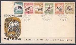 Indonesia, Scott cat. 473-478. Wildlife Preservation issue. First day cover. ^