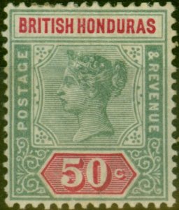 British Honduras 1898 50c Green & Carmine SG62 Fine LMM 