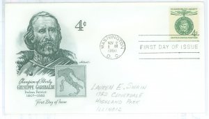 US 1168 1960 Giuseppe Garibaldi, pencil address