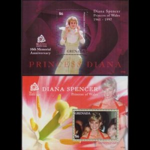 GRENADA 2007 - Scott# 3645-6 S/S Princess Diana NH