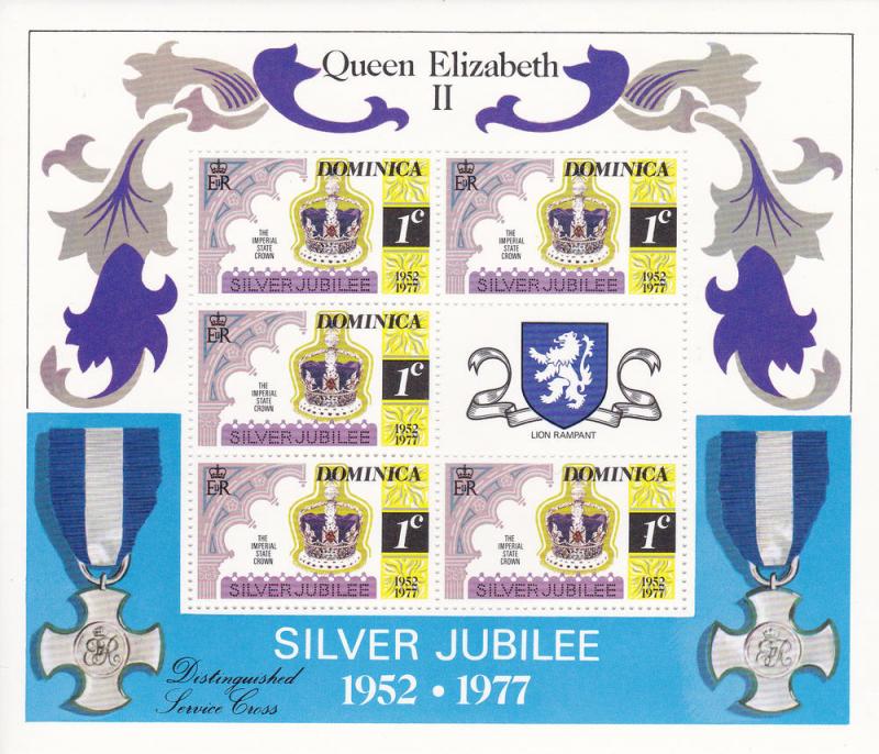 Dominica # 522-525, QE Silver Jubilee, Mini Sheets, Mint NH