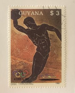 Guyana 1987 Scott 1853 CTO - $3, Summer Olympics, Seoul, Discus