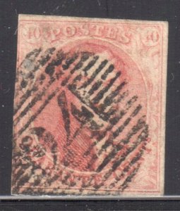 Belgium #8a - Ribbed Paper --  USED with target cancel #24