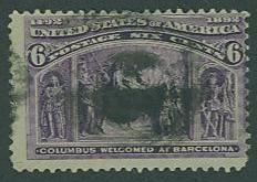 USA SC#235 Columbus at Barcelona 6¢ used