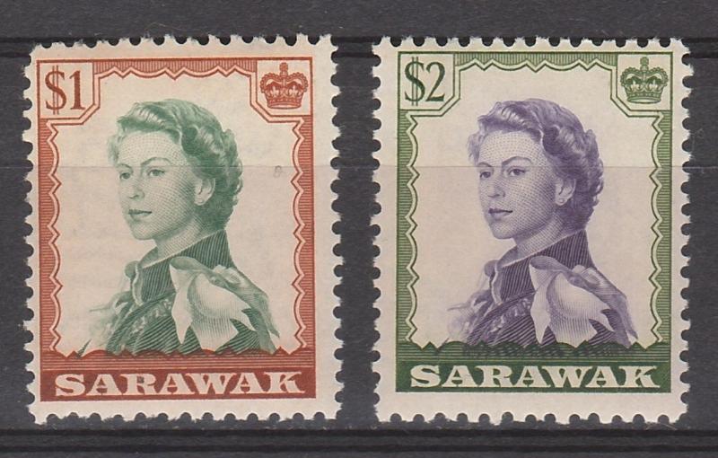 SARAWAK 1955 QEII $1 AND $2 MNH **