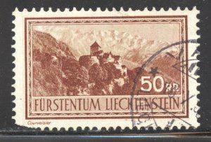 Liechtenstein Scott 125 UH - 1934 50rp Vaduz Castle - SCV $21.00