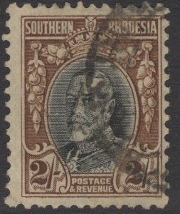 SOUTHERN RHODESIA SG25a 1933 2/= BLACK & BROWN p11½ FINE USED