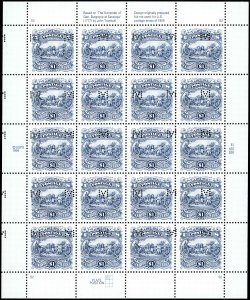 US Sc 2590 MNH FULL PANE - 1994 $1 Perfin - Burgoyne Surrender -  See Desc