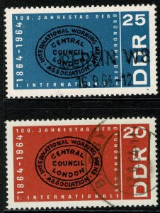 GERMANY DDR 1964 CENTENARY 1st INTERNATIONAL SET USED (VFU) SGE775-E776 SUPERB