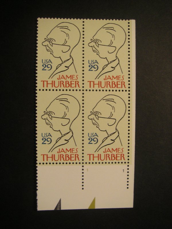 Scott 2862, 29cJames Thurber PB4 #1 1 LR, MNH Commemorative Beauty