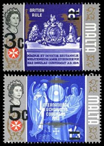 MALTA Scott 448-449 MNH- 1972 Ovrprts of British Rule & Intl. Eucharistic Cong.