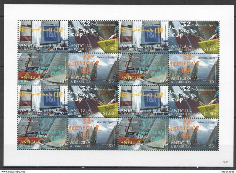 2008 Antigua & Barbuda Ships Yachting Cup #4575-8 Michel 35 Euro Sh ** Pm038
