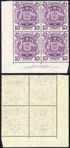 Australia SG224b 10/- Arms Imprint Block 2 x U/M