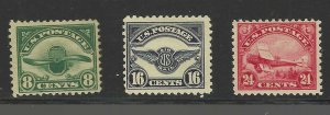 1923 2nd ISSUE AIRMAILS 8-24c VALUES (C4-6) MH - SCV - $142