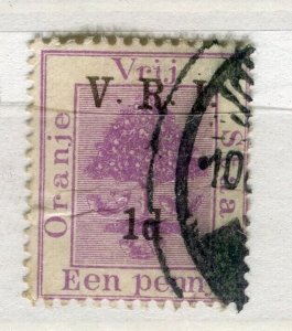 ORANGE FREE STATE; 1901 early VRI QV issue used 1d. value fair Postmark