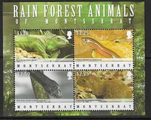 MONTSERRAT SGMS1437 2009 RAIN FOREST ANIMALS MNH