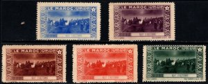 Vintage France Poster Stamps Le Maroc Autumn Night Set/5 Colors