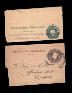 Mexico  2 diff used  postal wrappers