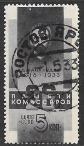 RUSSIA USSR 1933 5k Comissar Execution Anniversary Issue Sc 520 CTO Used