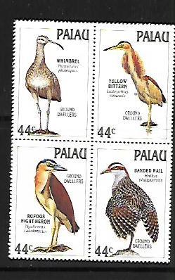 PALAU, 187-190, MNH, SS, BLOCK OF 4, BIRDS