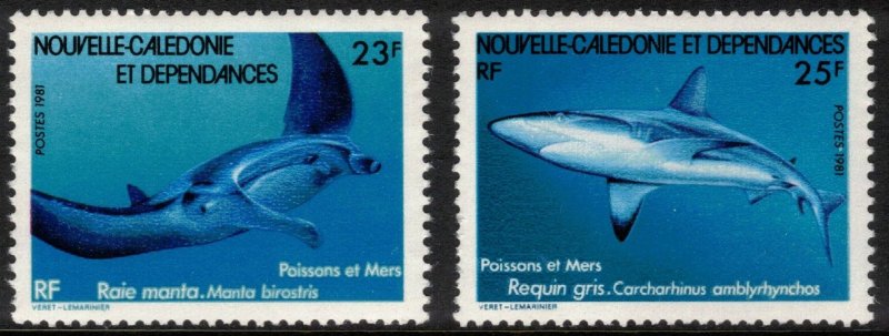 NEW CALEDONIA 1981 Ocean Fish; Scott 460-61; MNH