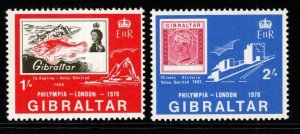 GIBRALTAR SG252/3 1970 PHILYMPIA 1970 STAMP EXHIBITION MNH