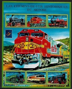 Guinea #1932 MNH Sheet - Trains - Locomotives