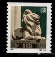 #3447 NY Public Library Lion Coil Pair (2000 Date) PNC Single #S44444 - Used