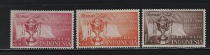 Indonesia 457-459 (3) Set, Hinged, 1958 Victory in Badminton Championship