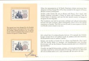 SWEDEN JOINT STAMP ISSUE FDC, 200th ANNIVERSARY TREATY BETWEEN SWEDEN & U.S.