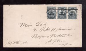 Newfoundland #127 Very Fine Used Strip Of Three On Cover