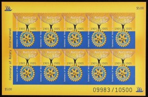 AUSTRALIA 2005 Rotary Anniv $5 imperf sheetlet. MNH **. SG 2517(var). Retail $30