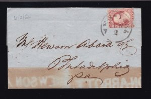 US 11 or 11a 1851 Issue 3c Washington on Cover (-211)