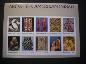 Scott 3873, 37c Art of the American Indian, Sheetlet of 10, MNH Beauty