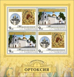 Tajikistan Religion Stamps 2020 MNH Christianity Orthodoxy Churches 4v M/S 