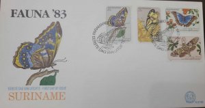 P) 1983 SURINAME, BUTTERFLIES, PAINTING, ENDEMIC SPECIES, FDC XF