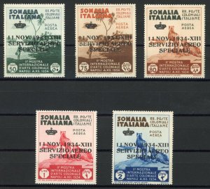 Somalia 1934 RARE Unissued Special Air Service Overprints Sc#C2-C6var Expertized